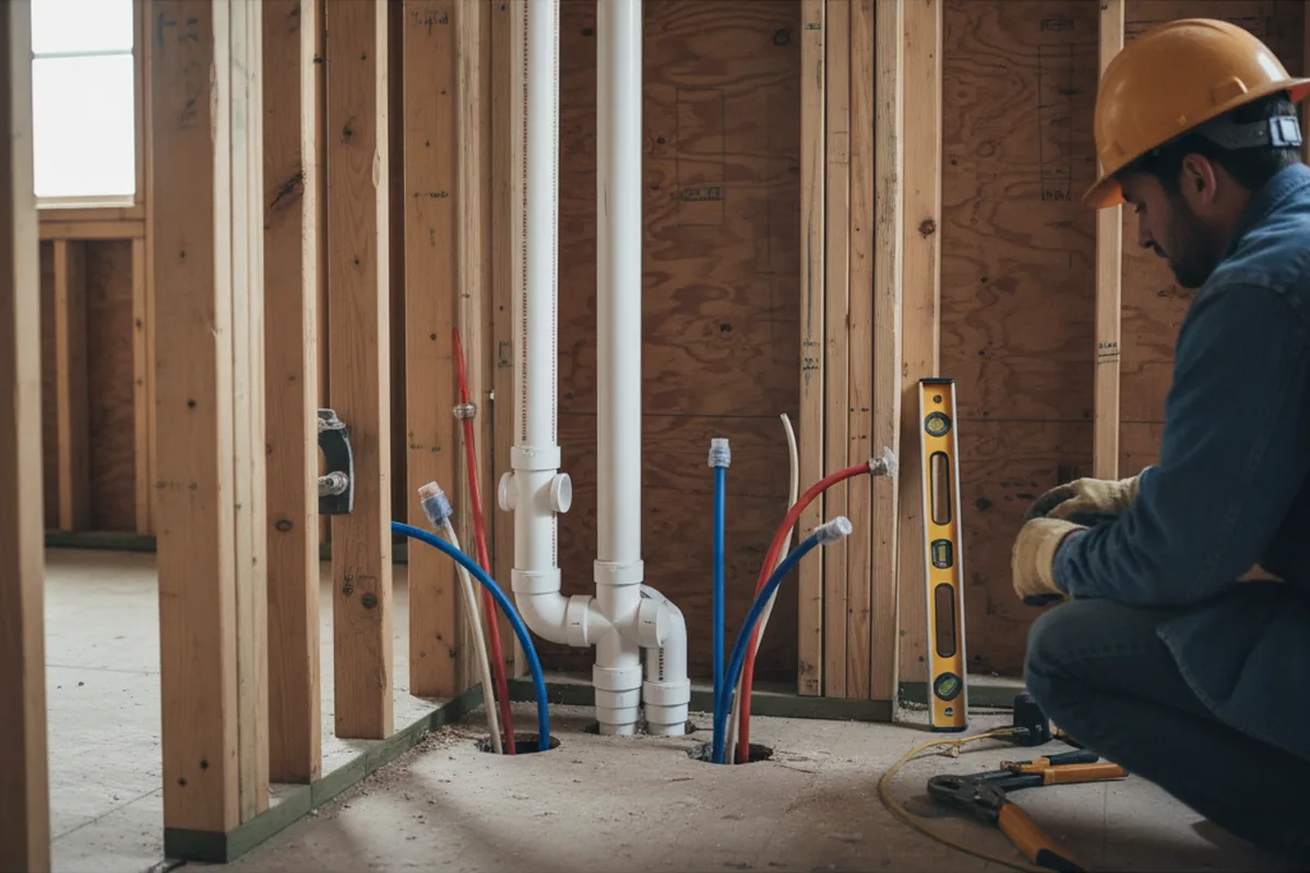 Drain and supply rough-in during Leak Detection in Denver