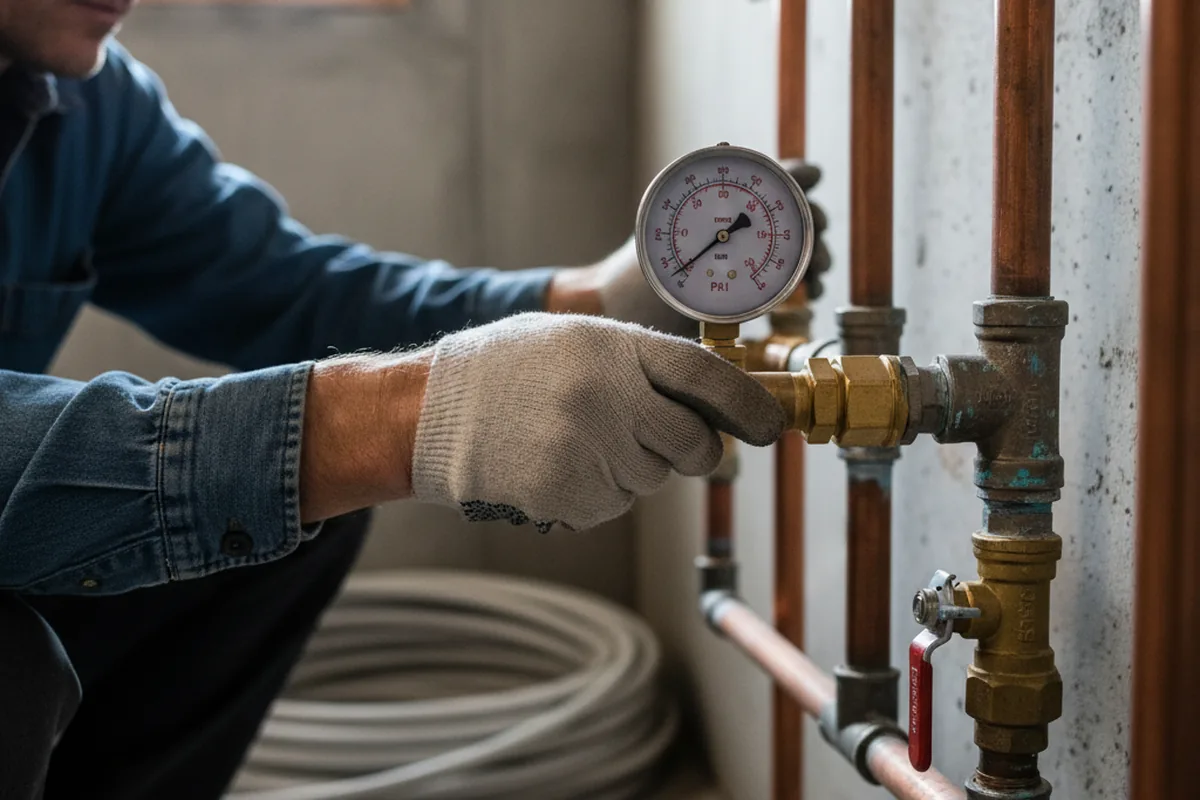 Pressure testing a repaired line during Water Line Repair in Denver